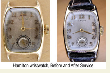 Antique Hamilton watch, before and after repair