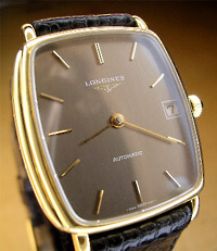 Longines automatic calendar with a professional dial refinish in grey enamel